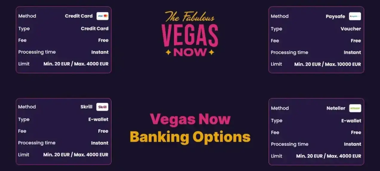 Vegasnow Casino Canada - Cashier Options for payment Methods and withdrawal Requests